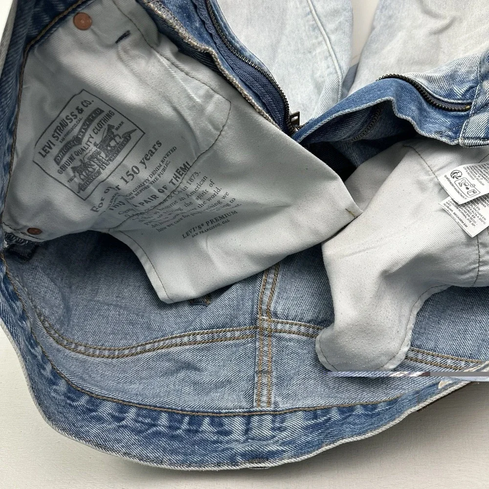 Levi's 568 Big E Premium Loose Straight Jeans Men 34x30 Cotton Light Blue Denim